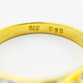 Diamantring aus 585 Gelb- und Weißgold, nachhaltiger second hand Schmuck perfekt aufgearbeitet