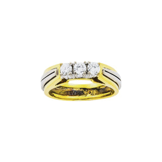 Brillantring aus 585 Gelb- und Weißgold, nachhaltiger second hand Schmuck perfekt aufgearbeitet