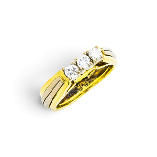 Brillantring aus 585 Gelb- und Weißgold, nachhaltiger second hand Schmuck perfekt aufgearbeitet