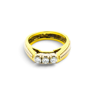 Brillantring aus 585 Gelb- und Weißgold, nachhaltiger second hand Schmuck perfekt aufgearbeitet
