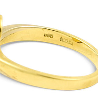 Perlenring aus 585 Gelb- und Weißgold, nachhaltiger second-hand Schmuck perfekt aufgearbeitet