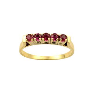 Ring aus 585 Gelb- und Weißgold mit Rubin, nachhaltiger second-hand Schmuck perfekt aufgearbeitet