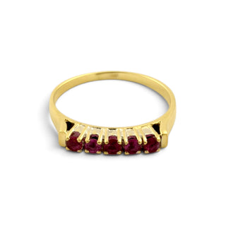 Ring aus 585 Gelb- und Weißgold mit Rubin, nachhaltiger second-hand Schmuck perfekt aufgearbeitet