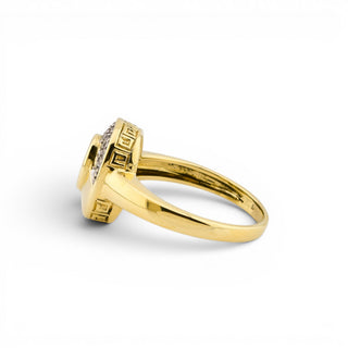 Saphirring aus 585 Gelb- und Weißgold mit Diamant, nachhaltiger second-hand Schmuck perfekt aufgearbeitet
