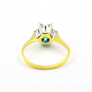 Ring aus 585 Gelb- und Weißgold mit Turmalin und Diamant, nachhaltiger second hand Schmuck perfekt aufgearbeitet