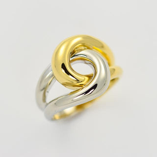 Ring aus 750 Gelb- und Weißgold, nachhaltiger second hand Schmuck perfekt aufgearbeitet
