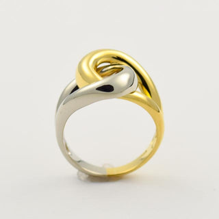 Ring aus 750 Gelb- und Weißgold, nachhaltiger second hand Schmuck perfekt aufgearbeitet