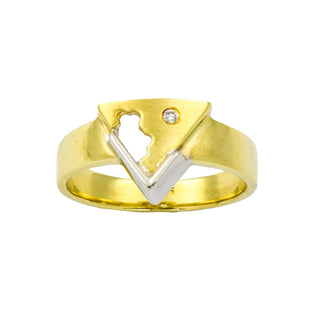 Brillantring aus 585 Gelb- und Weißgold, nachhaltiger second hand Schmuck perfekt aufgearbeitet
