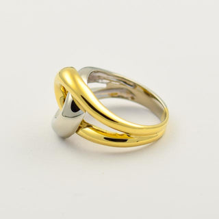 Ring aus 750 Gelb- und Weißgold, nachhaltiger second hand Schmuck perfekt aufgearbeitet