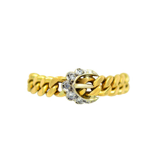 Ring Gürtel aus 585 Gelb- und Weißgold mit Diamant, nachhaltiger second hand Schmuck perfekt aufgearbeitet