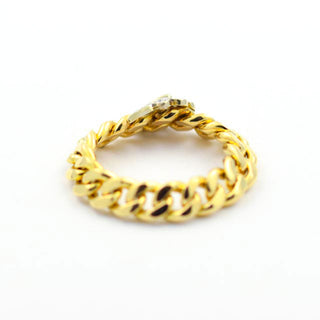 Ring Gürtel aus 585 Gelb- und Weißgold mit Diamant, nachhaltiger second hand Schmuck perfekt aufgearbeitet