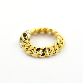 Ring Gürtel aus 585 Gelb- und Weißgold mit Diamant, nachhaltiger second hand Schmuck perfekt aufgearbeitet