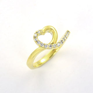 Brillantring Herz aus 585 Gelbgold, nachhaltiger second hand Schmuck perfekt aufgearbeitet