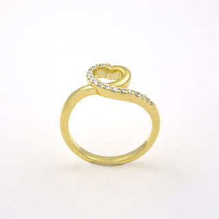 Brillantring Herz aus 585 Gelbgold, nachhaltiger second hand Schmuck perfekt aufgearbeitet