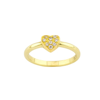 Brillantring Herz aus 585 Gelbgold, nachhaltiger second-hand Schmuck perfekt aufgearbeitet
