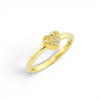 Brillantring Herz aus 585 Gelbgold, nachhaltiger second-hand Schmuck perfekt aufgearbeitet