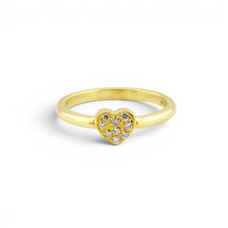 Brillantring Herz aus 585 Gelbgold, nachhaltiger second-hand Schmuck perfekt aufgearbeitet
