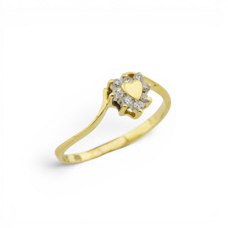 Brillantring Herz aus 585 Gelbgold, nachhaltiger second-hand Schmuck perfekt aufgearbeitet