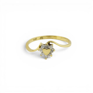 Brillantring Herz aus 585 Gelbgold, nachhaltiger second-hand Schmuck perfekt aufgearbeitet