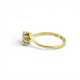 Brillantring Herz aus 585 Gelbgold, nachhaltiger second-hand Schmuck perfekt aufgearbeitet