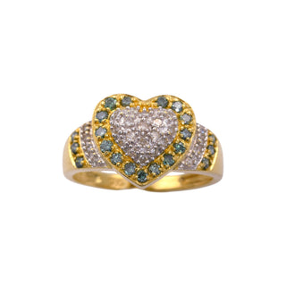 Brillantring Herz aus 585 Gelb- und Weißgold mit Diamant, nachhaltiger second-hand Schmuck perfekt aufgearbeitet