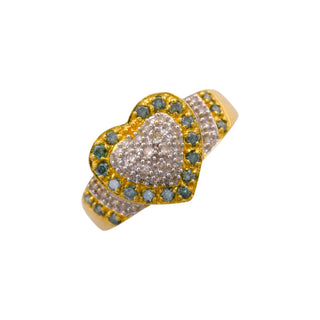 Brillantring Herz aus 585 Gelb- und Weißgold mit Diamant, nachhaltiger second-hand Schmuck perfekt aufgearbeitet