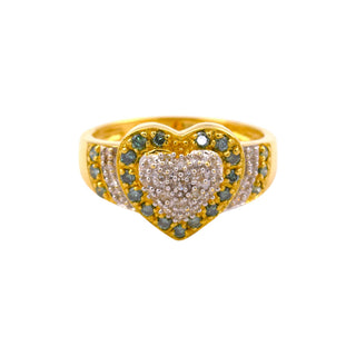 Brillantring Herz aus 585 Gelb- und Weißgold mit Diamant, nachhaltiger second-hand Schmuck perfekt aufgearbeitet