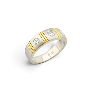 Brillantring aus 950 Platin/Gelbgold, nachhaltiger second-hand Schmuck perfekt aufgearbeitet