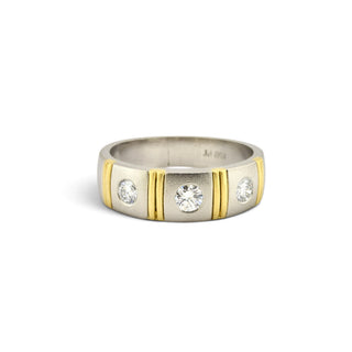 Brillantring aus 950 Platin/Gelbgold, nachhaltiger second-hand Schmuck perfekt aufgearbeitet