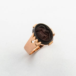 Ring aus 585 Roségold mit Karneol, nachhaltiger second hand Schmuck perfekt aufgearbeitet