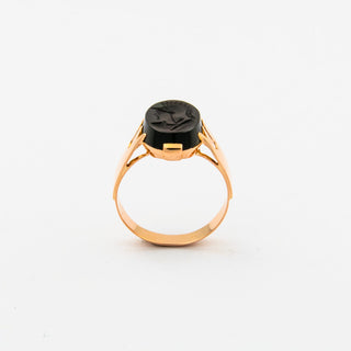Ring aus 585 Roségold mit Karneol, nachhaltiger second hand Schmuck perfekt aufgearbeitet