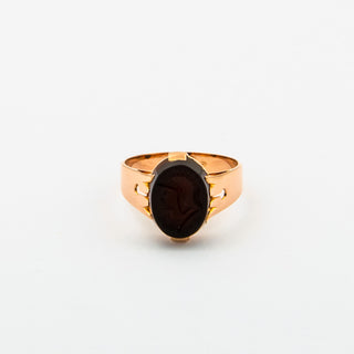 Ring aus 585 Roségold mit Karneol, nachhaltiger second hand Schmuck perfekt aufgearbeitet