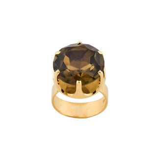 Ring aus 585 Roségold mit Rauchquarz, nachhaltiger second-hand Schmuck perfekt aufgearbeitet