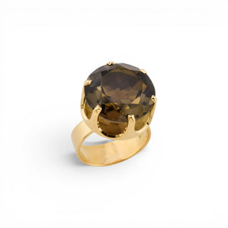 Ring aus 585 Roségold mit Rauchquarz, nachhaltiger second-hand Schmuck perfekt aufgearbeitet