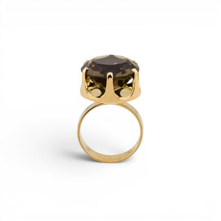 Ring aus 585 Roségold mit Rauchquarz, nachhaltiger second-hand Schmuck perfekt aufgearbeitet