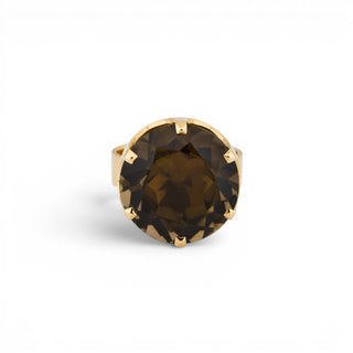 Ring aus 585 Roségold mit Rauchquarz, nachhaltiger second-hand Schmuck perfekt aufgearbeitet