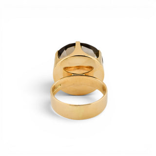 Ring aus 585 Roségold mit Rauchquarz, nachhaltiger second-hand Schmuck perfekt aufgearbeitet