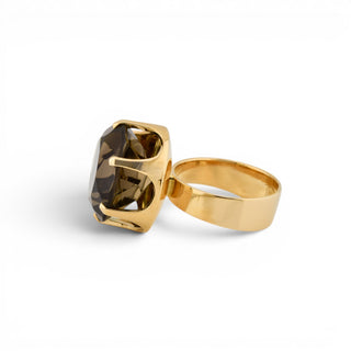 Ring aus 585 Roségold mit Rauchquarz, nachhaltiger second-hand Schmuck perfekt aufgearbeitet