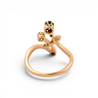 Saphirring aus 585 Roségold mit Brillant und Diamant, nachhaltiger second-hand Schmuck perfekt aufgearbeitet
