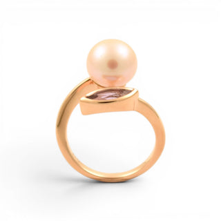 Perlenring aus 585 Rotgold mit Amethyst, nachhaltiger second-hand Schmuck perfekt aufgearbeitet