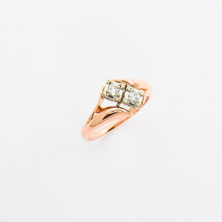 Ring aus 585 Rot- und Weißgold mit Brillant, nachhaltiger second hand Schmuck perfekt aufgearbeitet