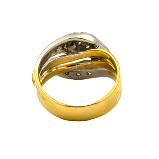 Diamantring Schlange aus 585 Gelb- und Weißgold, nachhaltiger second hand Schmuck perfekt aufgearbeitet