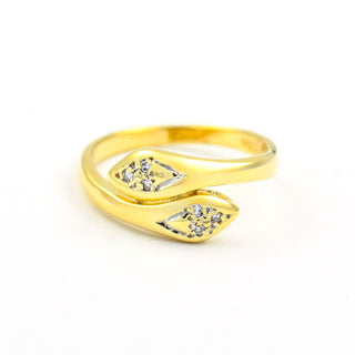 Diamantring Schlangen aus 585 Gelbgold, nachhaltiger second hand Schmuck perfekt aufgearbeitet
