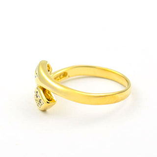 Diamantring Schlangen aus 585 Gelbgold, nachhaltiger second hand Schmuck perfekt aufgearbeitet