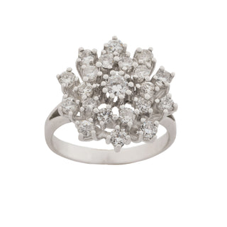 Brillantring Schneeflocke aus 585 Weißgold, nachhaltiger second hand Schmuck perfekt aufgearbeitet