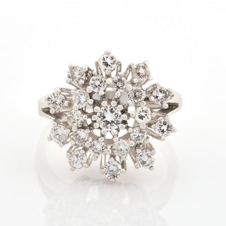 Brillantring Schneeflocke aus 585 Weißgold, nachhaltiger second hand Schmuck perfekt aufgearbeitet