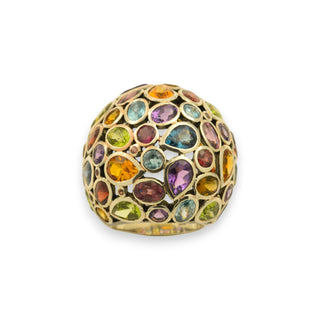 Ring aus 925 Silber mit Farbsteinen, nachhaltiger second-hand Schmuck perfekt aufgearbeitet