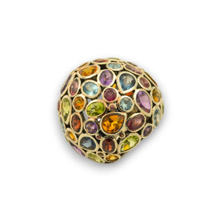 Ring aus 925 Silber mit Farbsteinen, nachhaltiger second-hand Schmuck perfekt aufgearbeitet