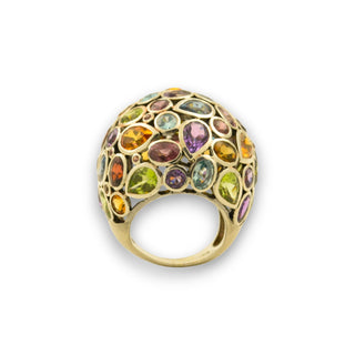 Ring aus 925 Silber mit Farbsteinen, nachhaltiger second-hand Schmuck perfekt aufgearbeitet
