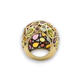 Ring aus 925 Silber mit Farbsteinen, nachhaltiger second-hand Schmuck perfekt aufgearbeitet